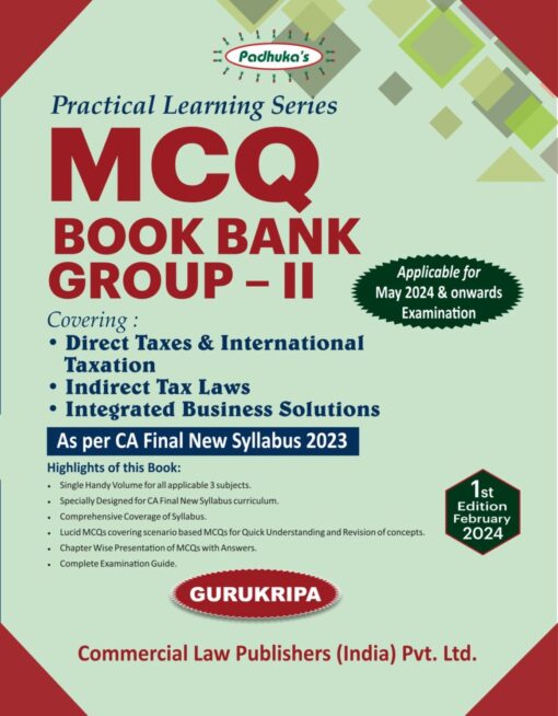 Commercial's MCQ Book Bank for CA Final - Group II by G Sekar for May 2024 Exam